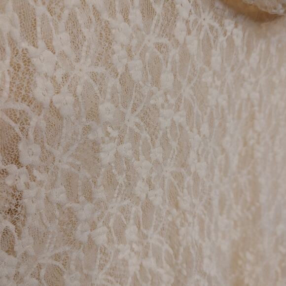 Cache Vintage Size Large L Stretchy See Through Lace Dress Ivory Light Sheer - Picture 5 of 9